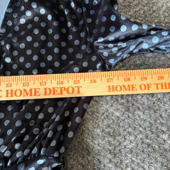 Endless Rose Velvet Dress XS Black Polka Dot Ruched Ruffle Holiday Party NWT - Picture 6 of 9